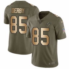 Men's Nike Miami Dolphins #85 A.J. Derby Limited Olive/Gold 2017 Salute to Service NFL Jersey