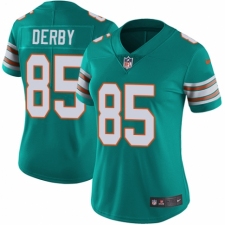 Women's Nike Miami Dolphins #85 A.J. Derby Aqua Green Alternate Vapor Untouchable Limited Player NFL Jersey