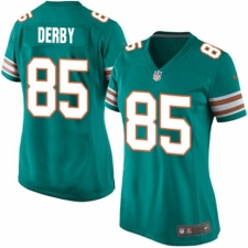 Women's Nike Miami Dolphins #85 A.J. Derby Game Aqua Green Alternate NFL Jersey