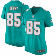 Women's Nike Miami Dolphins #85 A.J. Derby Game Aqua Green Team Color NFL Jersey