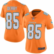 Women's Nike Miami Dolphins #85 A.J. Derby Limited Orange Rush Vapor Untouchable NFL Jersey