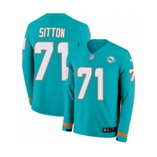 Youth Nike Miami Dolphins #71 Josh Sitton Limited Aqua Therma Long Sleeve NFL Jersey