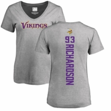 NFL Women's Nike Minnesota Vikings #93 Sheldon Richardson Ash Backer V-Neck T-Shirt