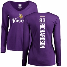 NFL Women's Nike Minnesota Vikings #93 Sheldon Richardson Purple Backer Slim Fit Long Sleeve T-Shirt