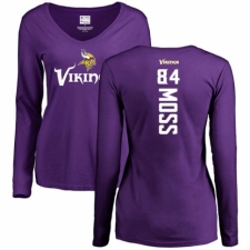 NFL Women's Nike Minnesota Vikings #84 Randy Moss Purple Backer Slim Fit Long Sleeve T-Shirt