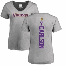 NFL Women's Nike Minnesota Vikings #7 Daniel Carlson Ash Backer V-Neck T-Shirt