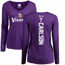 NFL Women's Nike Minnesota Vikings #7 Daniel Carlson Purple Backer Slim Fit Long Sleeve T-Shirt