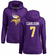NFL Women's Nike Minnesota Vikings #7 Daniel Carlson Purple Name & Number Logo Pullover Hoodie