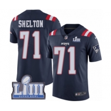 Men's Nike New England Patriots #71 Danny Shelton Limited Navy Blue Rush Vapor Untouchable Super Bowl LIII Bound NFL Jersey