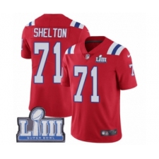 Men's Nike New England Patriots #71 Danny Shelton Red Alternate Vapor Untouchable Limited Player Super Bowl LIII Bound NFL