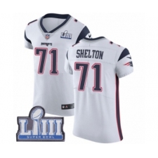 Men's Nike New England Patriots #71 Danny Shelton White Vapor Untouchable Elite Player Super Bowl LIII Bound NFL Jersey
