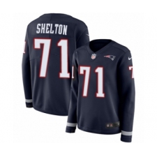 Women's Nike New England Patriots #71 Danny Shelton Limited Navy Blue Therma Long Sleeve NFL Jersey