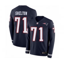 Youth Nike New England Patriots #71 Danny Shelton Limited Navy Blue Therma Long Sleeve NFL Jersey