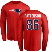 NFL Nike New England Patriots #86 Cordarrelle Patterson Red Name & Number Logo Long Sleeve T-Shirt