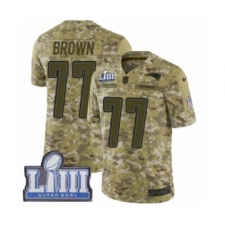 Men's Nike New England Patriots #77 Trent Brown Limited Camo 2018 Salute to Service Super Bowl LIII Bound NFL Jersey