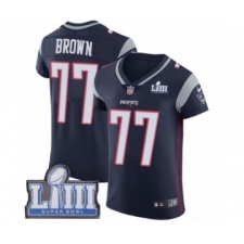 Men's Nike New England Patriots #77 Trent Brown Navy Blue Team Color Vapor Untouchable Elite Player Super Bowl LIII Bound NFL Jersey