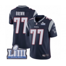 Men's Nike New England Patriots #77 Trent Brown Navy Blue Team Color Vapor Untouchable Limited Player Super Bowl LIII Bound NFL Jersey