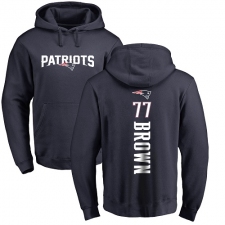 NFL Nike New England Patriots #77 Trent Brown Navy Blue Backer Pullover Hoodie