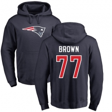 NFL Nike New England Patriots #77 Trent Brown Navy Blue Name & Number Logo Pullover Hoodie
