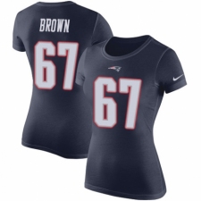 NFL Women's Nike New England Patriots #67 Trent Brown Navy Blue Rush Pride Name & Number T-Shirt