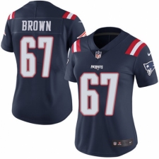 Women's Nike New England Patriots #67 Trent Brown Limited Navy Blue Rush Vapor Untouchable NFL Jersey