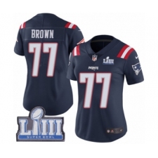 Women's Nike New England Patriots #77 Trent Brown Limited Navy Blue Rush Vapor Untouchable Super Bowl LIII Bound NFL Jersey