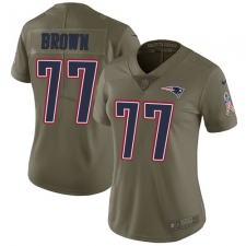 Women's Nike New England Patriots #77 Trent Brown Limited Olive 2017 Salute to Service NFL Jersey