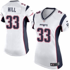 Women's Nike New England Patriots #33 Jeremy Hill Game White NFL Jersey