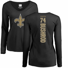 NFL Women's Nike New Orleans Saints #74 Jermon Bushrod Black Backer Slim Fit Long Sleeve T-Shirt