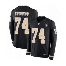 Youth Nike New Orleans Saints #74 Jermon Bushrod Limited Black Therma Long Sleeve NFL Jersey