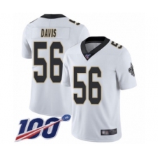 Men's New Orleans Saints #56 DeMario Davis White Vapor Untouchable Limited Player 100th Season Football Jersey