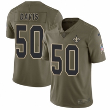 Men's Nike New Orleans Saints #50 DeMario Davis Limited Olive 2017 Salute to Service NFL Jersey