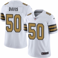 Men's Nike New Orleans Saints #50 DeMario Davis Limited White Rush Vapor Untouchable NFL Jersey