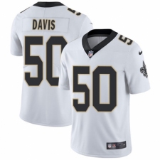 Men's Nike New Orleans Saints #50 DeMario Davis White Vapor Untouchable Limited Player NFL Jersey