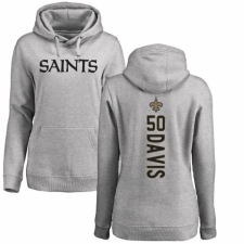 NFL Women's Nike New Orleans Saints #50 DeMario Davis Ash Backer Pullover Hoodie