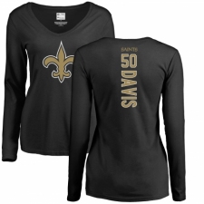 NFL Women's Nike New Orleans Saints #50 DeMario Davis Black Backer Slim Fit Long Sleeve T-Shirt