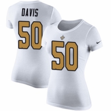 NFL Women's Nike New Orleans Saints #50 DeMario Davis White Rush Pride Name & Number T-Shirt