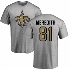 NFL Nike New Orleans Saints #81 Cameron Meredith Ash Name & Number Logo T-Shirt