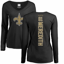 NFL Women's Nike New Orleans Saints #81 Cameron Meredith Black Backer Slim Fit Long Sleeve T-Shirt