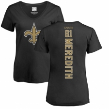 NFL Women's Nike New Orleans Saints #81 Cameron Meredith Black Backer Slim Fit T-Shirt