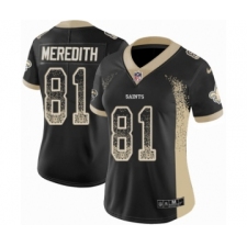 Women's Nike New Orleans Saints #81 Cameron Meredith Limited Black Rush Drift Fashion NFL Jersey