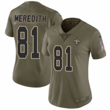 Women's Nike New Orleans Saints #81 Cameron Meredith Limited Olive 2017 Salute to Service NFL Jersey