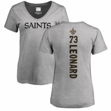 NFL Women's Nike New Orleans Saints #73 Rick Leonard Ash Backer V-Neck T-Shirt