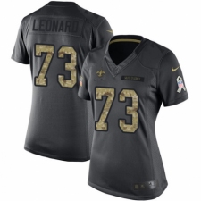 Women's Nike New Orleans Saints #73 Rick Leonard Limited Black 2016 Salute to Service NFL Jersey