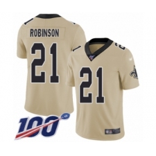 Men's New Orleans Saints #21 Patrick Robinson Limited Gold Inverted Legend 100th Season Football Jersey