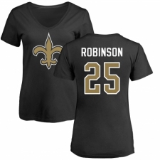 NFL Women's Nike New Orleans Saints #25 Patrick Robinson Black Name & Number Logo Slim Fit T-Shirt