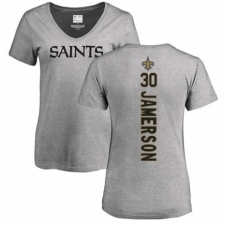 NFL Women's Nike New Orleans Saints #30 Natrell Jamerson Ash Backer V-Neck T-Shirt