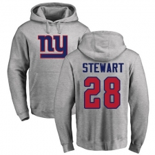 NFL Nike New York Giants #28 Jonathan Stewart Ash Name & Number Logo Pullover Hoodie