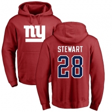 NFL Nike New York Giants #28 Jonathan Stewart Red Name & Number Logo Pullover Hoodie