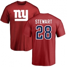 NFL Nike New York Giants #28 Jonathan Stewart Red Name & Number Logo T-Shirt